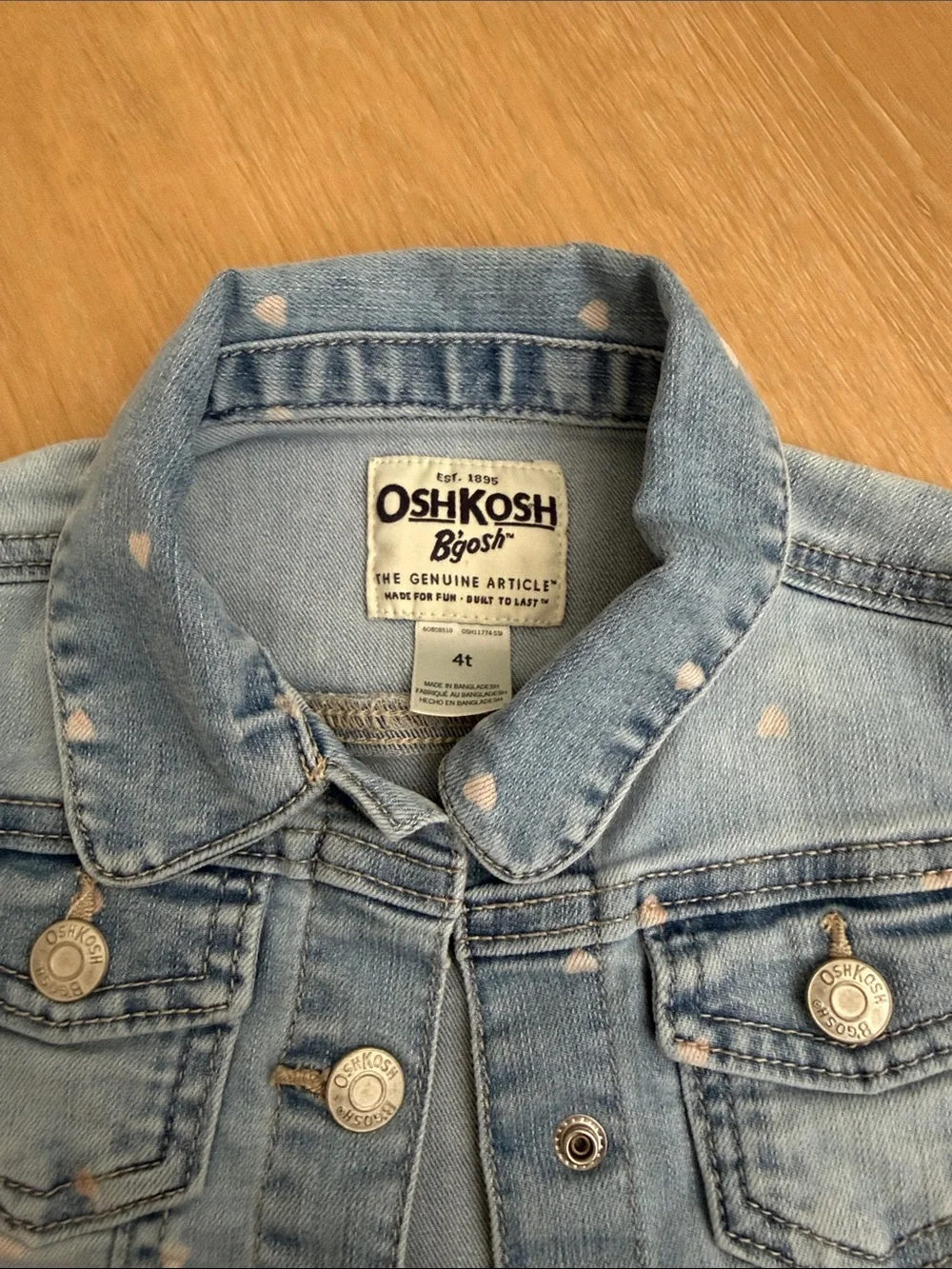 OshKosh B'gosh Light Blue Denim Jacket with White Heart Print